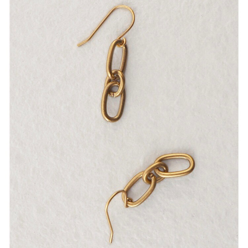 Vintage Brass Gold Chain Linked Earrings - Picture 2 of 4